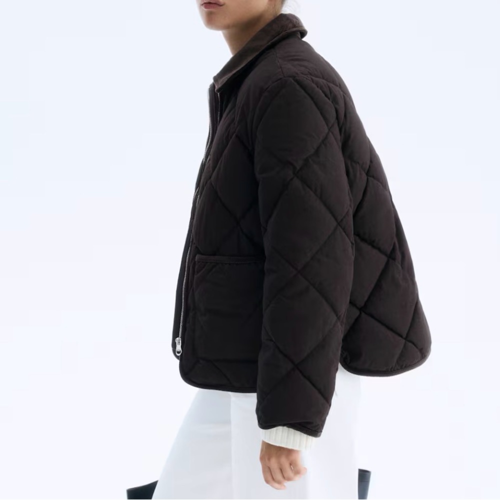 H&M Dark Brown Quilted Jacket - Picture 2 of 7